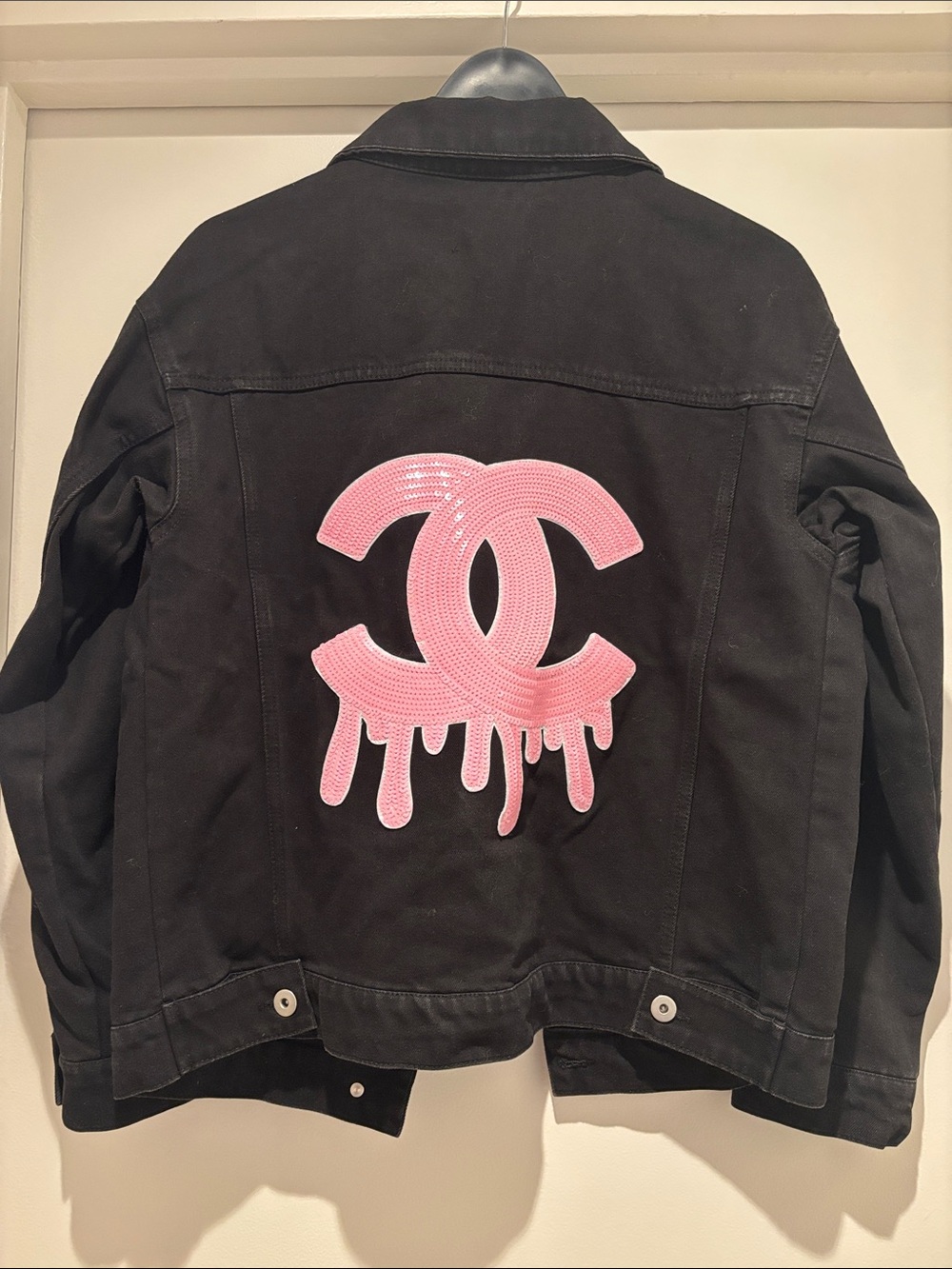 Classic Black Distressed Denim Jacket - Women